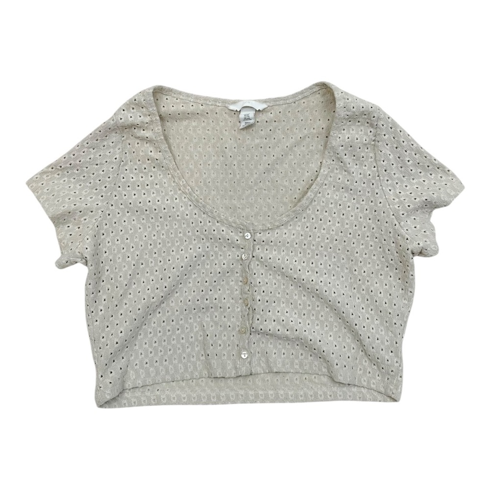 H&M Beige Eyelet Crop Top - Size XXL